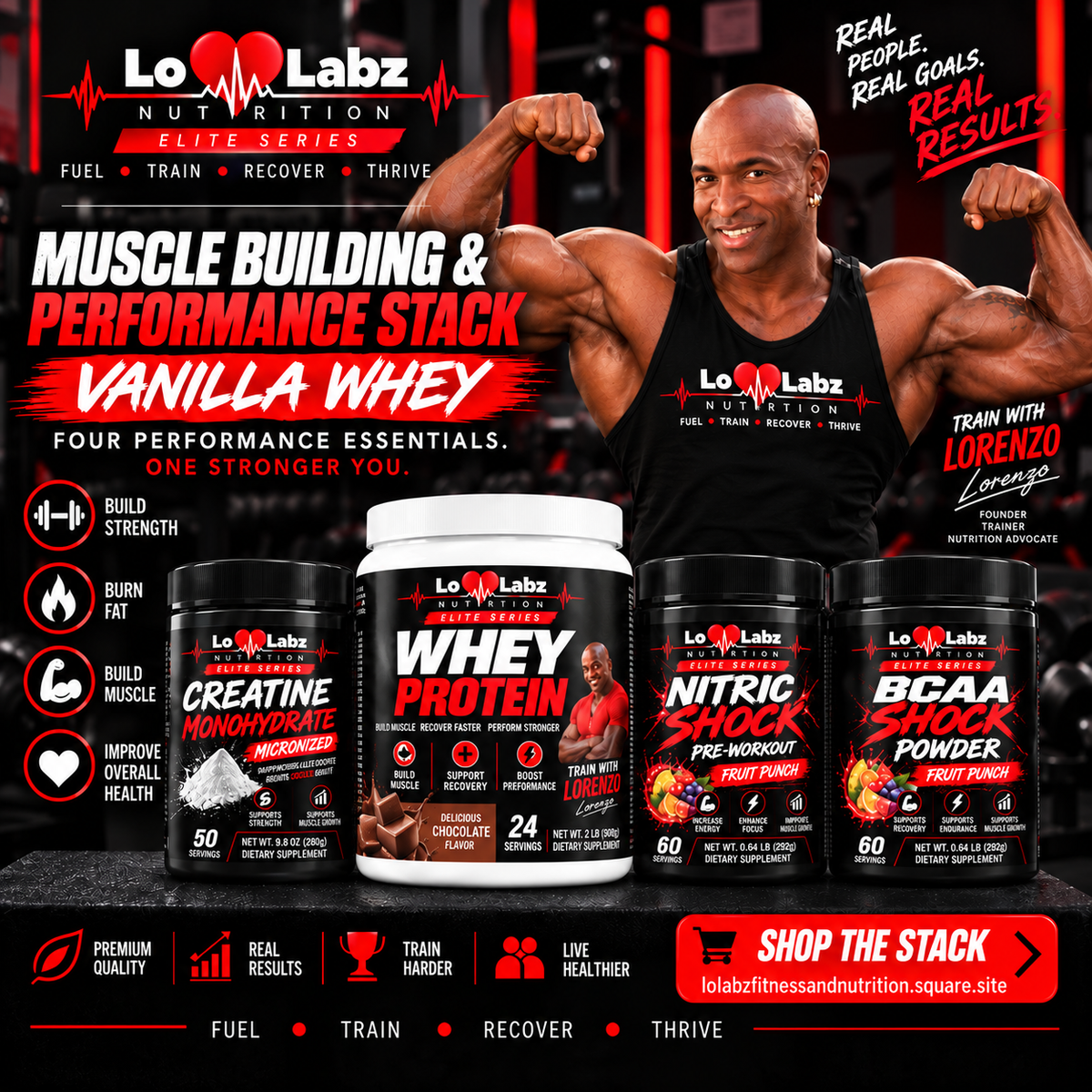 Lo Labz Nutrition: Muscle Building & Performance Stack – Vanilla Whey